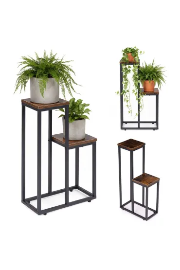 Kwietnik stojący stojak na kwiaty ozdoby 2 półki loft