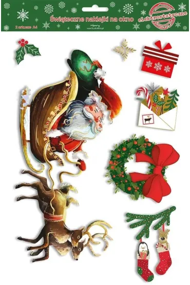 Naklejki elektrostatyczne BN - Mikołaj w zaprzęgu