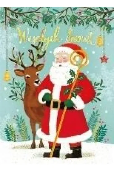 Karnet B6 Boże Narodzenie - Mikołaj z reniferem