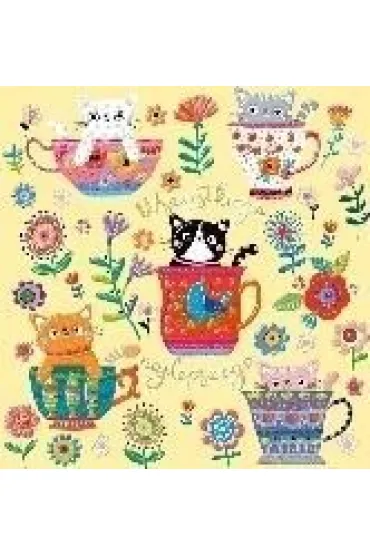 Karnet KW Urodziny - Kotki w kwiatkach