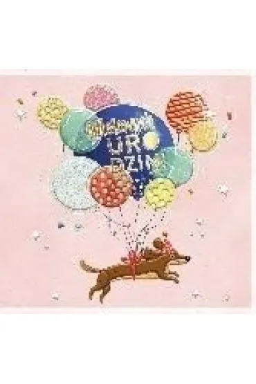 Karnet KW Urodziny - Pies z balonami