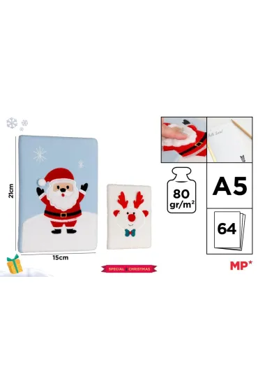 Notatnik A5/64K gładki świąteczny MIX