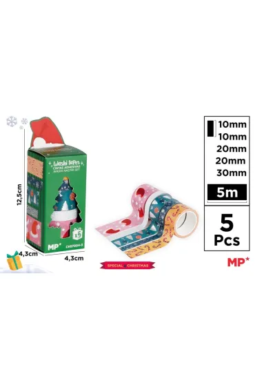 Taśmy dekoracyjne świąteczne washi 5 szt
