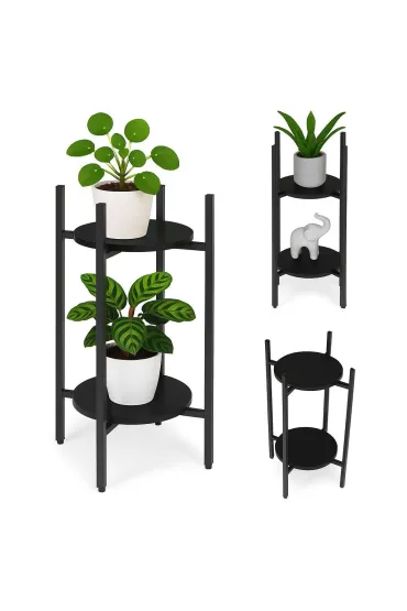 Kwietnik stojący stojak na kwiaty ozdoby 2 poziomy czarny
