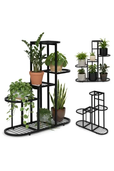 Kwietnik stojący stojak na kwiaty ozdoby 5 poziomów czarny