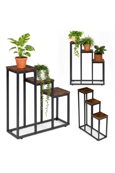 Kwietnik stojący stojak na kwiaty ozdoby 3 półki loft