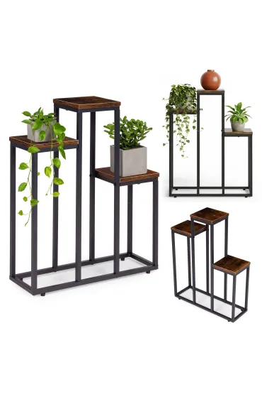 Kwietnik stojący stojak na kwiaty ozdoby 3 półki loft