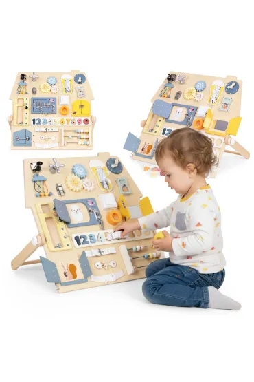 Duża drewniana tablica manipulacyjna sensoryczna dla dzieci panel edukacyjny XL