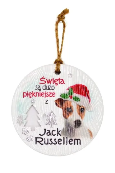 Zawieszka ceramiczna Boże Narodzenie Jack Russell