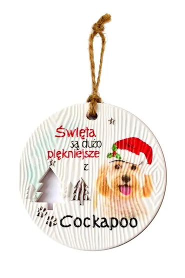 Zawieszka ceramiczna Boże Narodzenie Cockapoo