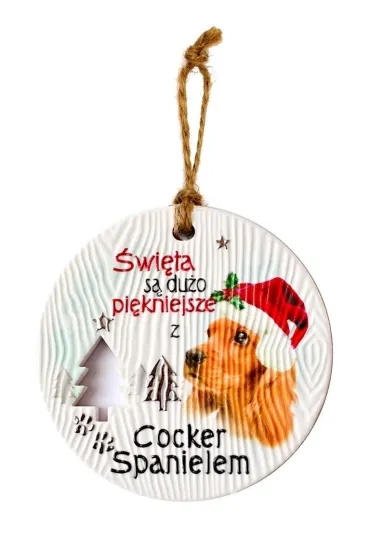 Zawieszka ceramiczna Boże Narodzenie Spaniel