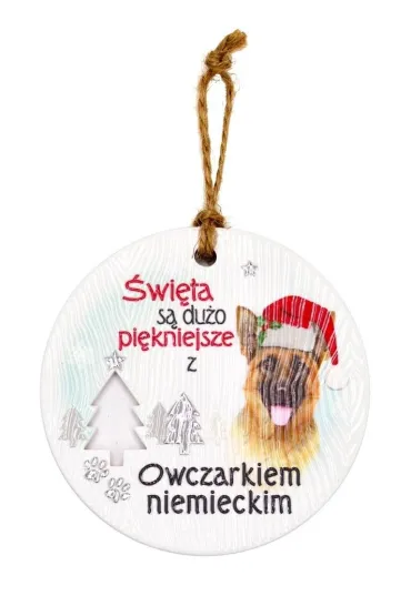 Zawieszka ceramiczna Boże Narodzenie Owczarek niem