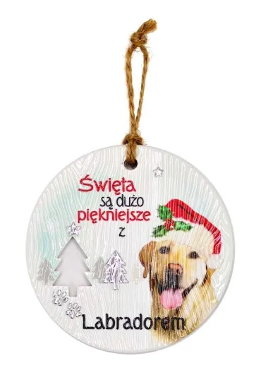 Zawieszka ceramiczna Boże Narodzenie Labrador