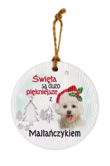 Zawieszka ceramiczna Boże Narodzenie Maltańczyk