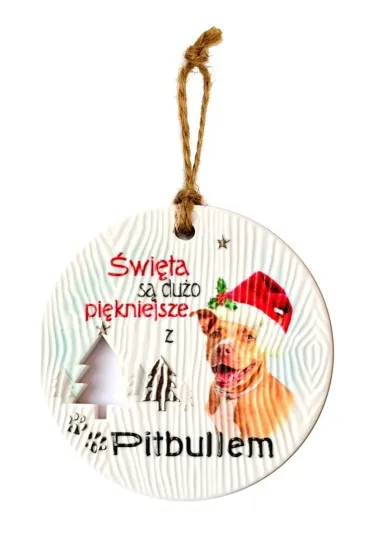 Zawieszka ceramiczna Boże Narodzenie Pitbull