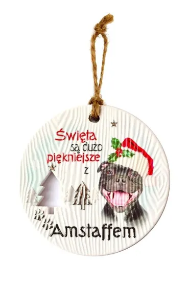 Zawieszka ceramiczna Boże Narodzenie Amstaff