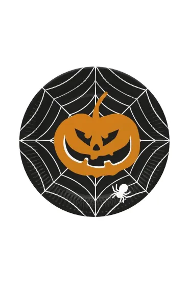 Talerzyki papierowe Halloween Dynia 22,7cm 8 szt