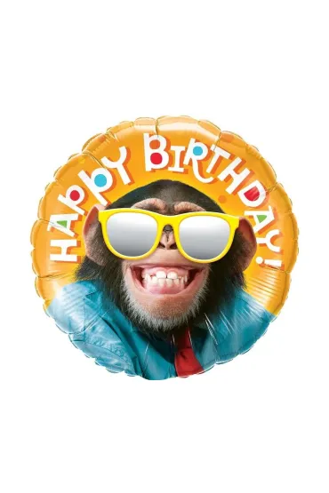 Balon foliowy Smiling chimp Happy Birthday 46cm