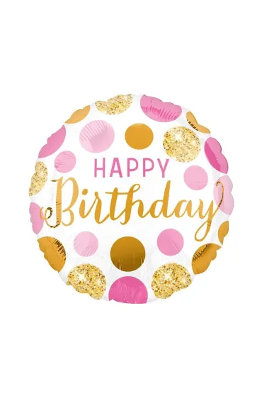 Balon foliowy Pink and gold Happy Birthday 46cm