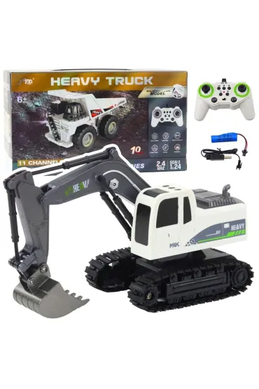 Koparka gąsienicowa R/C światła dźwięki biała 1:24