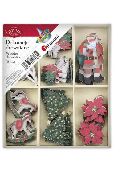 Drewniane dekoracje w drewnianym pudełku 96x110mm