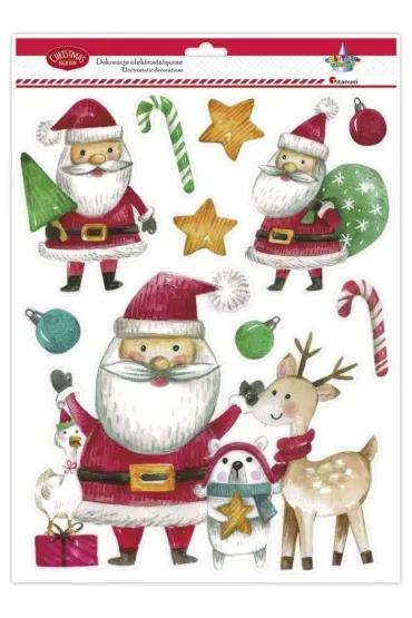 Dekoracje elektrostatyczne Mikołaje 10 szt