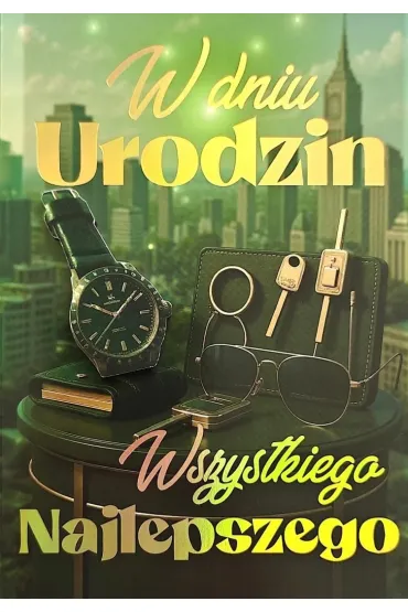 Karnet Urodziny męskie zegarek