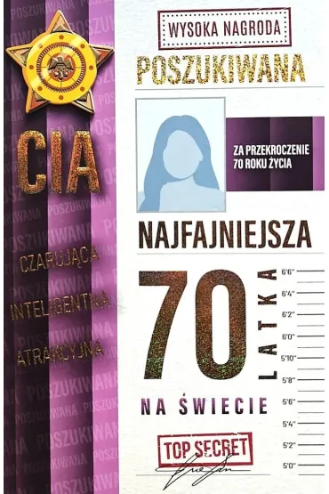 Karnet Urodziny 70 damskie poszukiwana