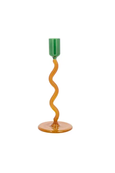 Świecznik Style Glass green/amber 31324
