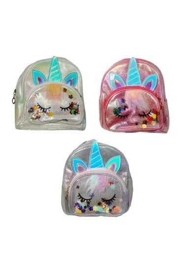 Plecak jednorożec srebrzysty z 3D aplikacjami - mix