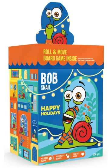 Zestaw świąteczny - przekąski owocowe z grą i zabawką