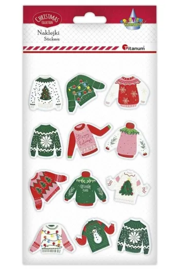 Naklejki wypukłe świąteczne sweterki 12 szt