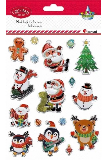 Naklejki wypukłe Mikołaje bałwanki Ciastek 17 szt