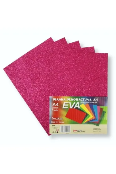 Pianka brokatowa A4 Eva fuksja biodegrad. 5 szt