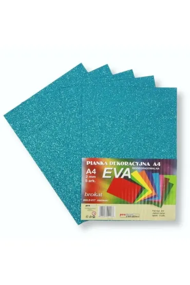 Pianka brokatowa A4 Eva niebieska biodegrad. 5 szt