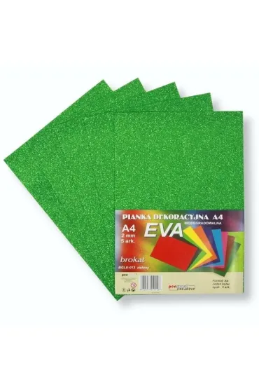 Pianka brokatowa A4 Eva zielona biodegrad. 5 szt