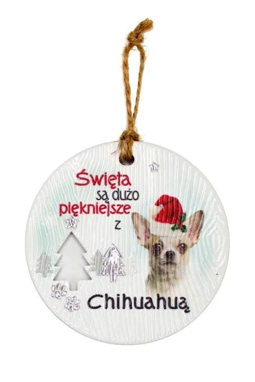 Zawieszka ceramiczna Boże Narodzenie Chihuahua