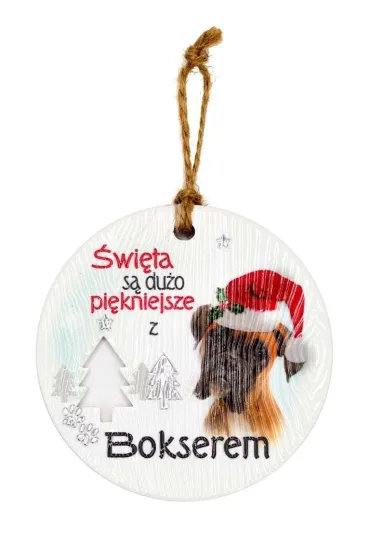 Zawieszka ceramiczna Boże Narodzenie Bokser