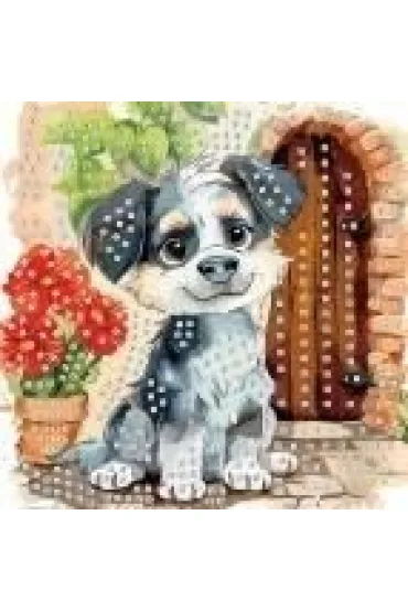 Mozaika piankowa siedzący pies 25x25cm