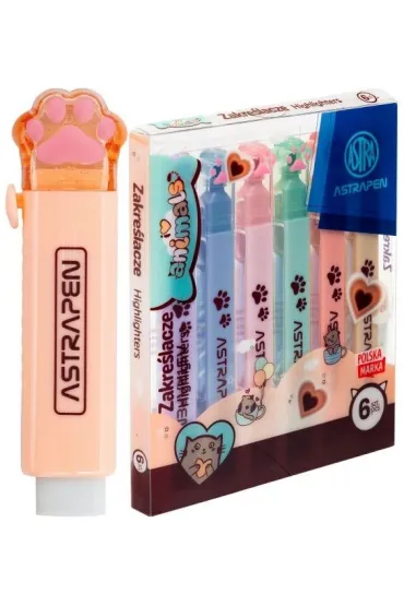 Zakreślacze z łapkami Astrapen Animals Choco 6 kolorów