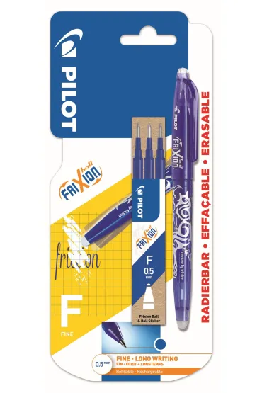 Pióro kulkowe Frixion Pilot 0,5 niebieskie+ 3x wkłady blister