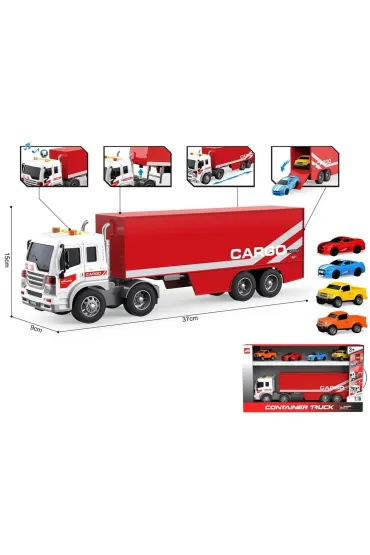 Ciężarówka 1:16 + autka x4 światło dźwięk