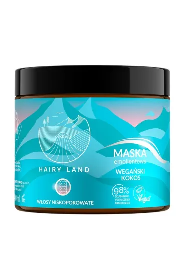 Maska emolientowa do włosów niskoporowatych Wegański Kokos