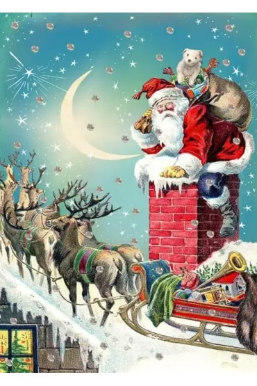 Karnet B6 brokat z kopertą Święta Mikołaj