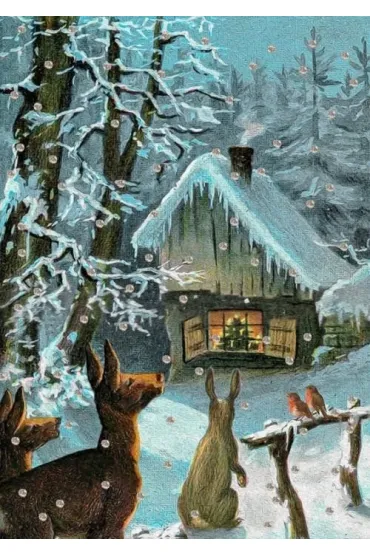 Karnet B6 brokat z kopertą Święta Zwierzaki