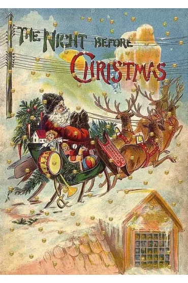 Karnet B6 brokat z kopertą Mikołaj na saniach