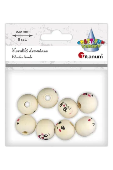 Koraliki drewniane emotki 8 szt