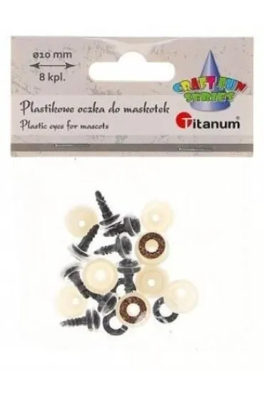 Oczy do maskotek plastikowe 10mm z mocowaniem 8 szt