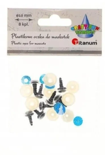 Oczy do maskotek plastikowe 10mm z mocowaniem 8 szt