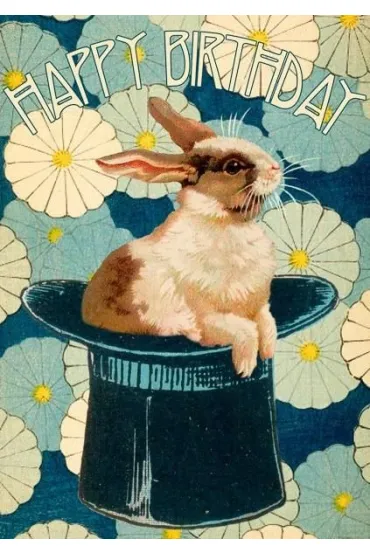 Karnet B6 z kopertą Urodziny Królik w kapeluszu